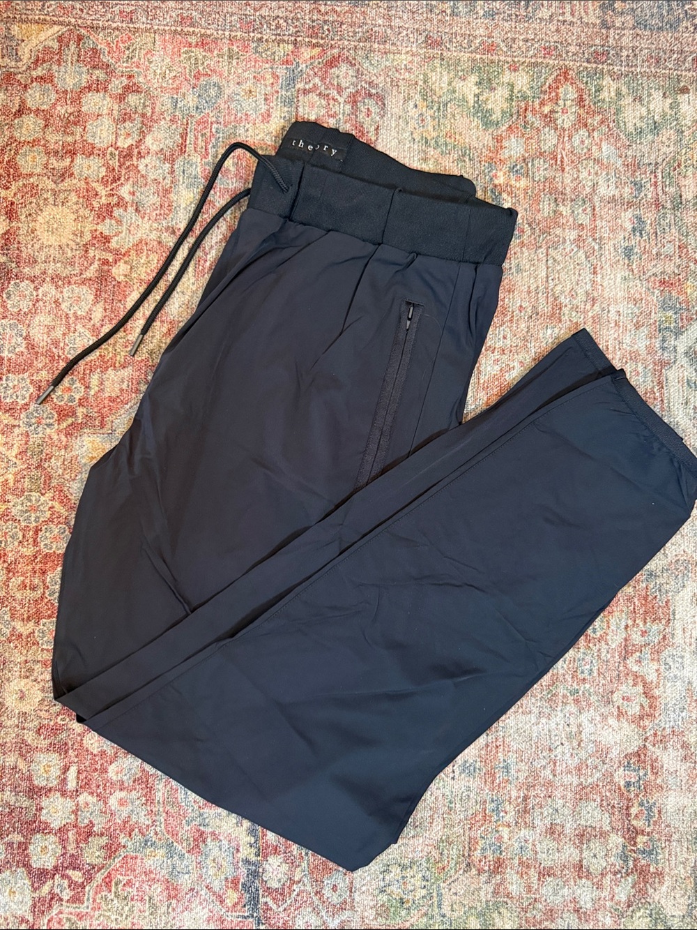 Theory Men's Black Jogger Pants with Elastic Waistband